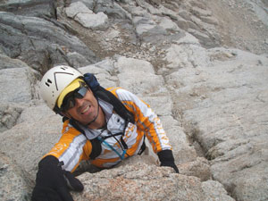 climbing up Whitney's North face